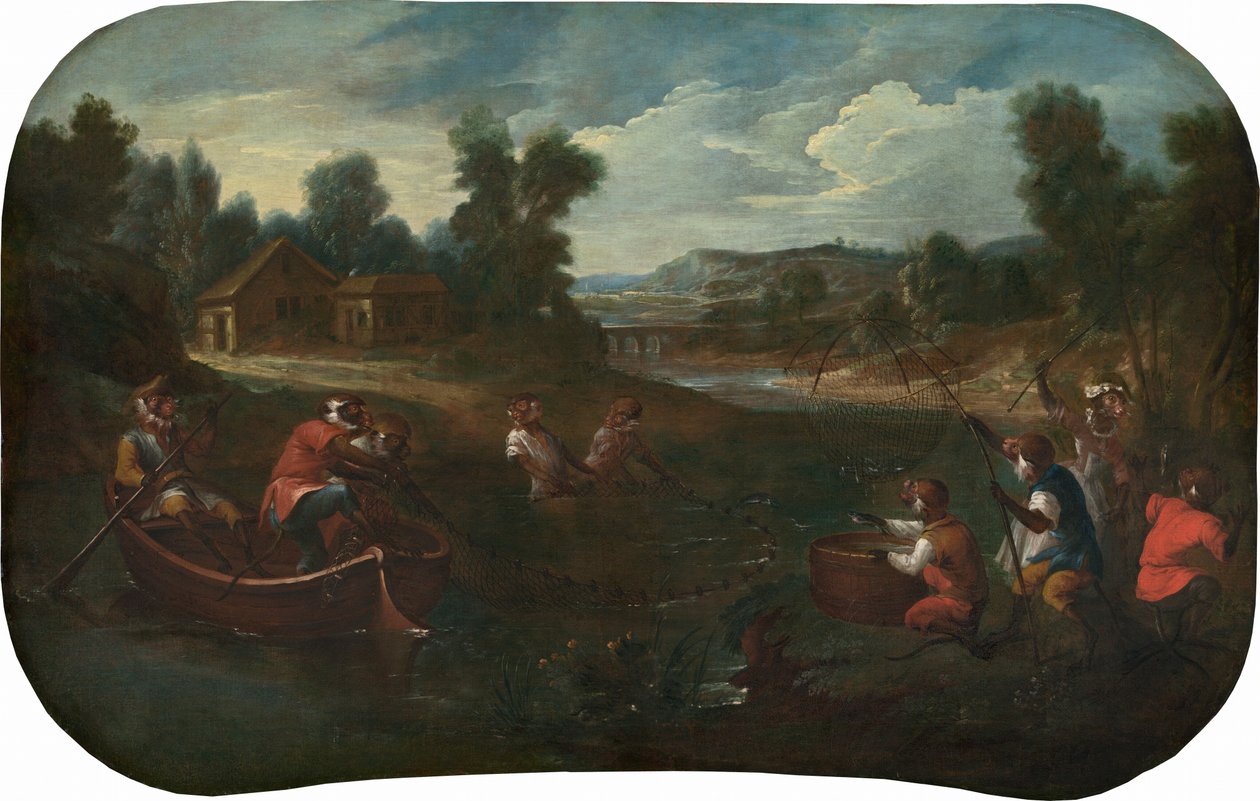 Singerie: A halászok c. 1739. alkotó: Christophe Huet
