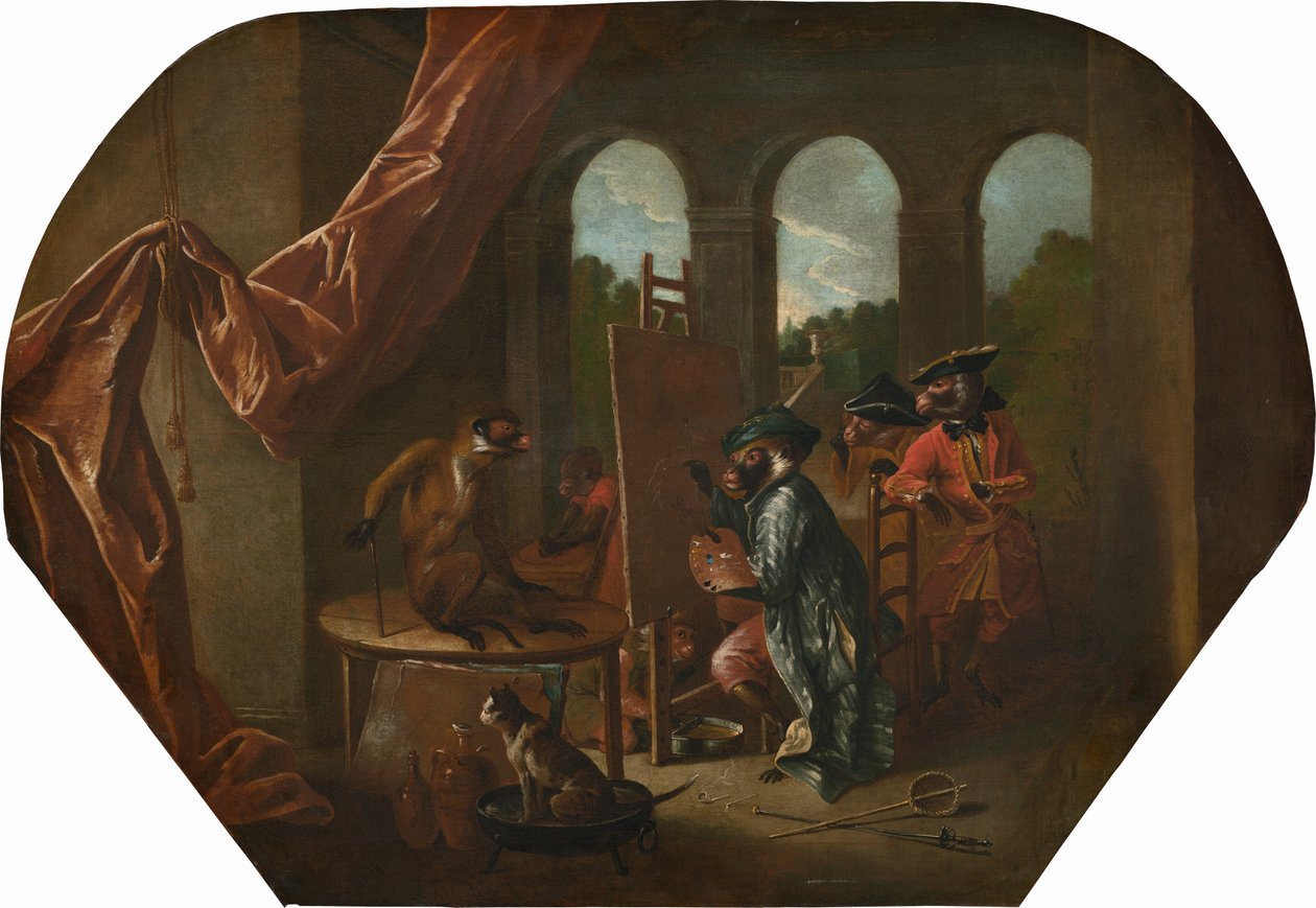 Singerie: A festő, c. 1739. alkotó: Christophe Huet
