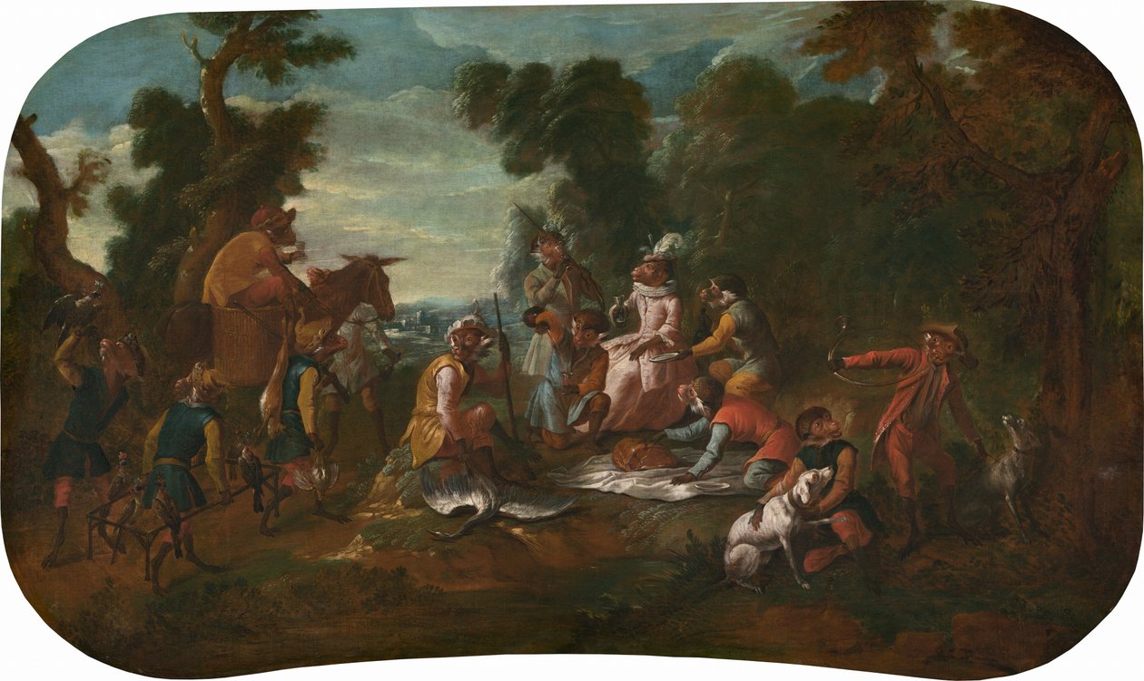 Singerie: A piknik, c. 1739. alkotó: Christophe Huet