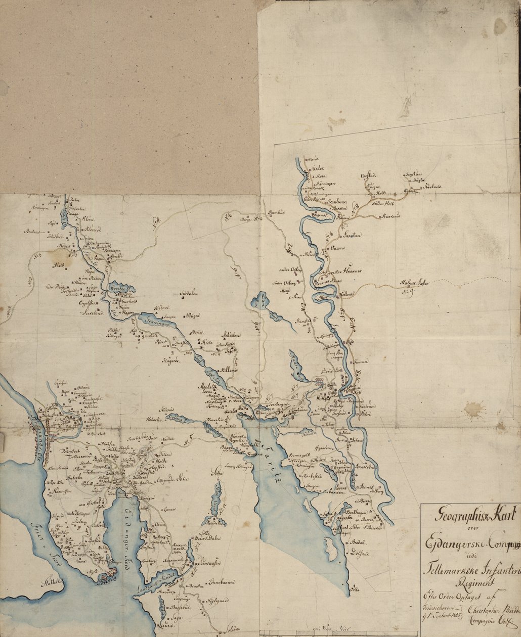 Geographic Map of Ejdangerske Compagnie udi Tellemarkske Infanterie alkotó: Christopher Budde