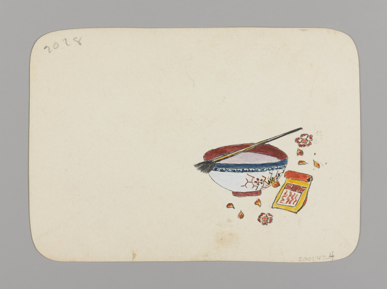 Festéktál és ecset (verso), 1880 körül (wc és fekete tinta nagyon vékony kartonon) alkotó: Christopher Grant La Farge