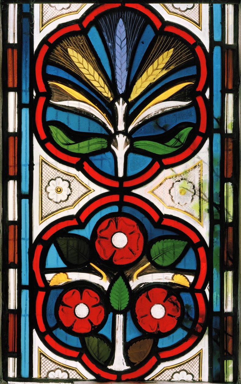 Rózsa és búza, 1865 (ólomüveg) alkotó: Christopher Dresser