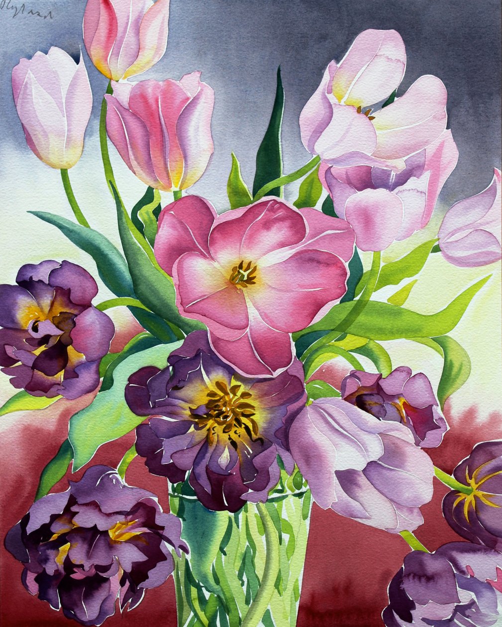 Tulipánok (akvarell papíron) alkotó: Christopher Ryland