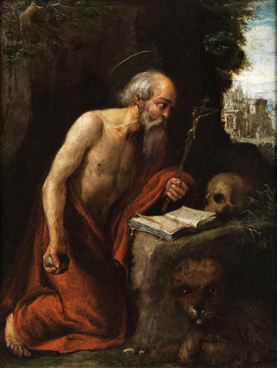 Szent Jeromos a bűnbánat imájában alkotó: Circle of Adam Elsheimer