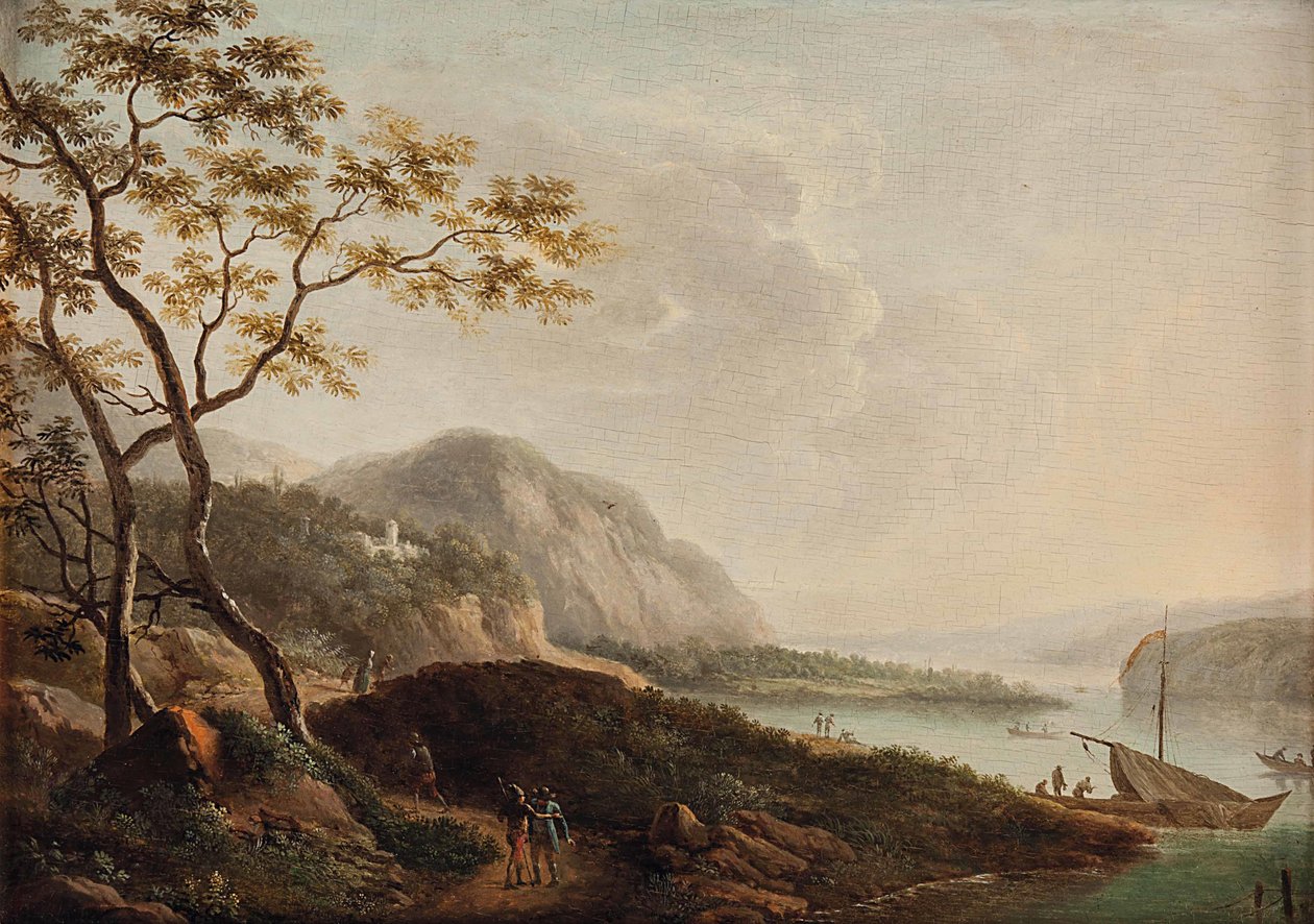 Déli tavi táj személyzettel alkotó: Circle of Jacob Philipp Hackert