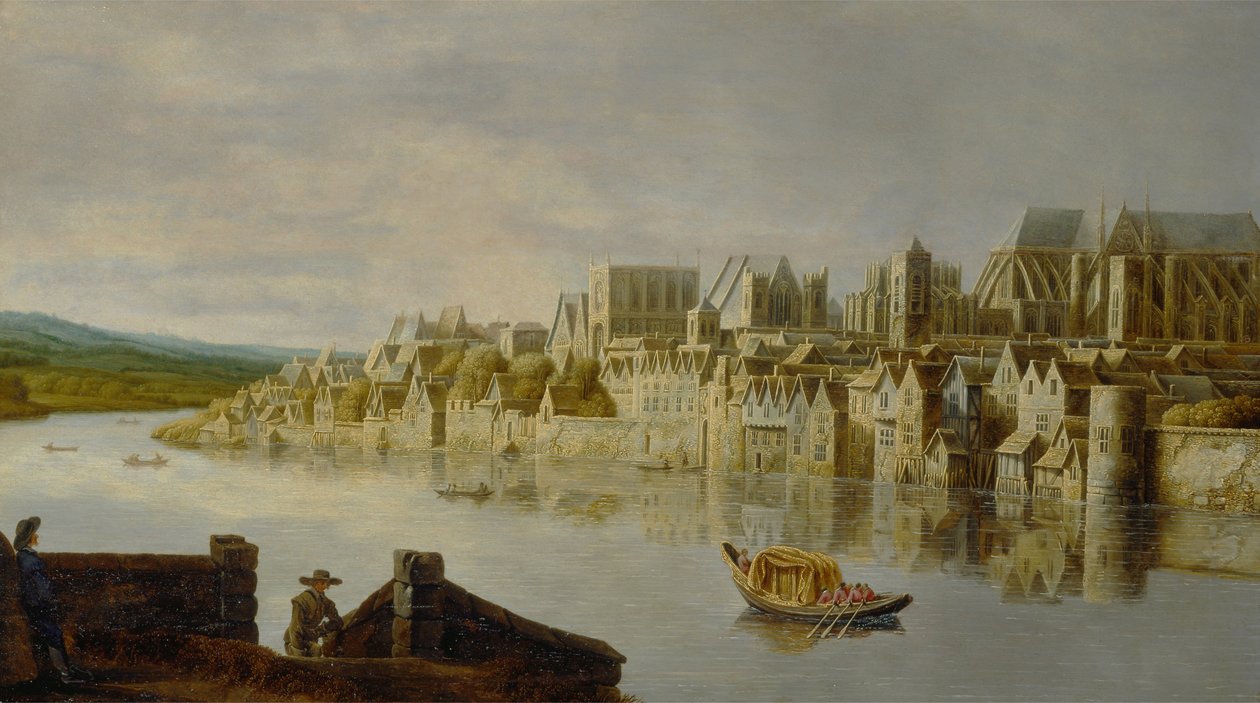 A Temze a Westminster lépcsőn alkotó: Claude de Jongh