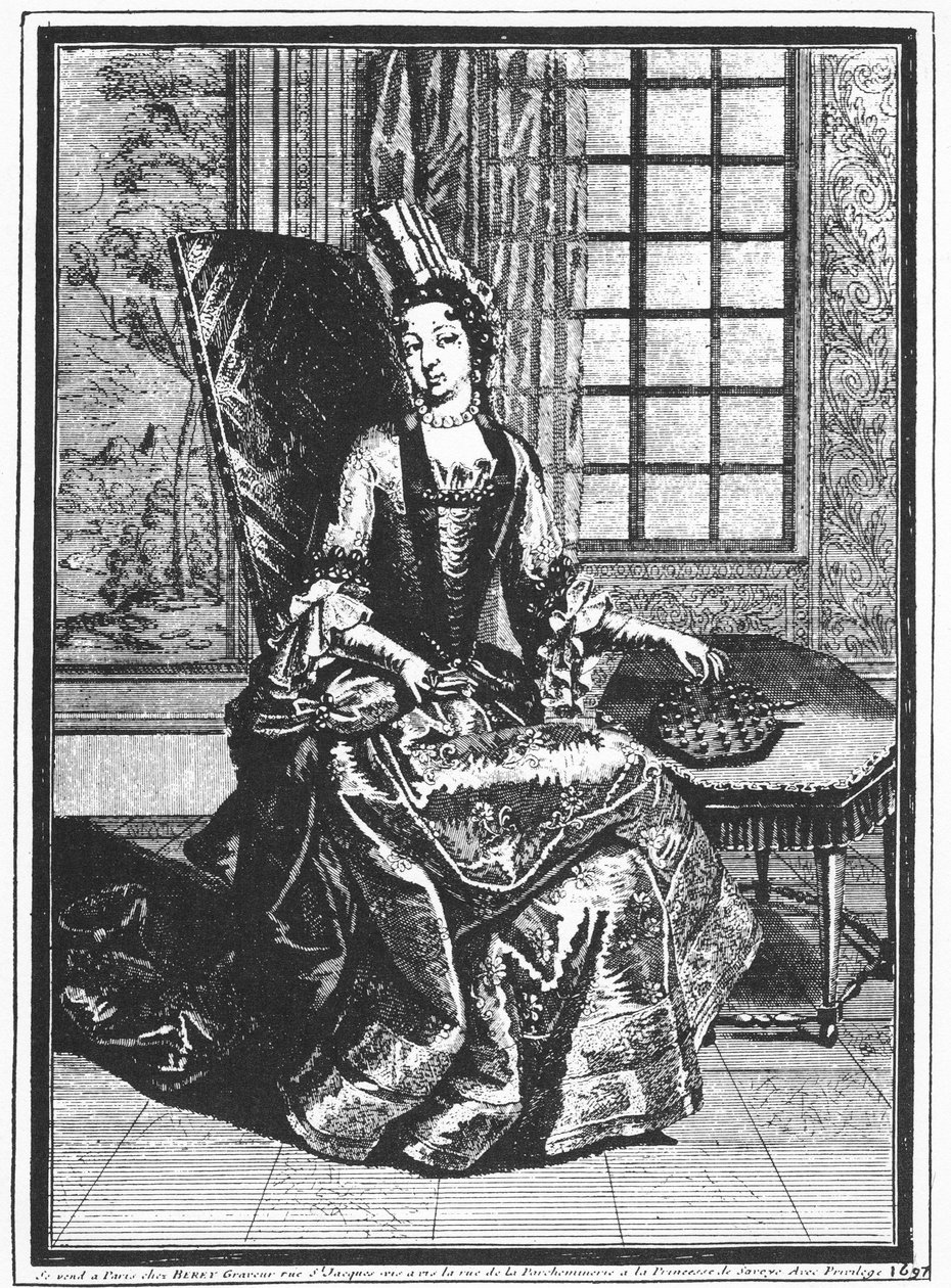 Anne Chabot de Rohan Soubise hercegnő (1663-1709) Peg Solitaire-vel, portréfestmény, 1687 alkotó: Claude Auguste Berey