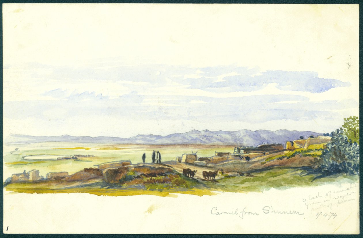 Carmel Shunem felől, 1874 (wc és ceruza, papír) alkotó: Claude Conder