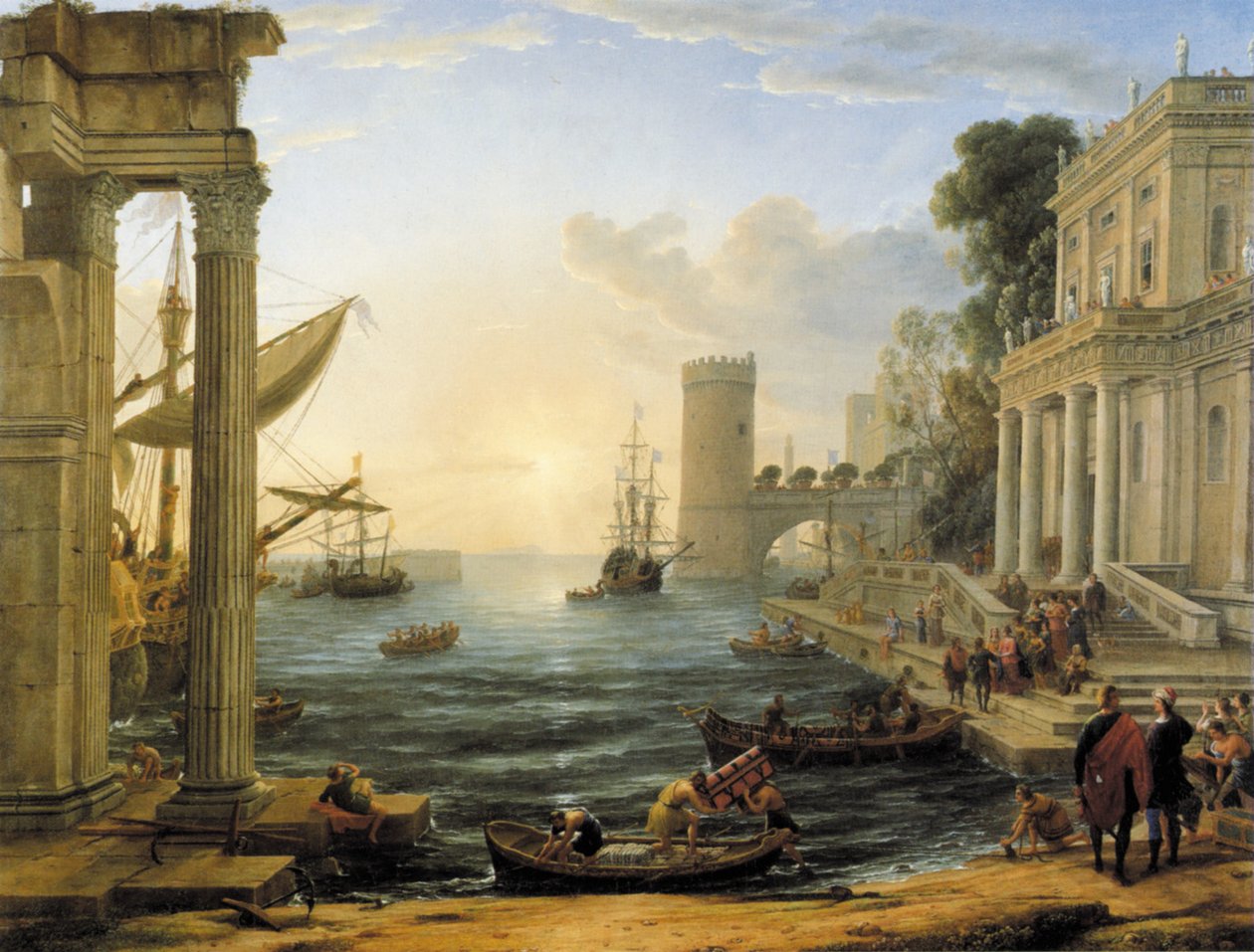 Tengeri kikötő Sába királynőjének beszállásával alkotó: Claude Lorrain