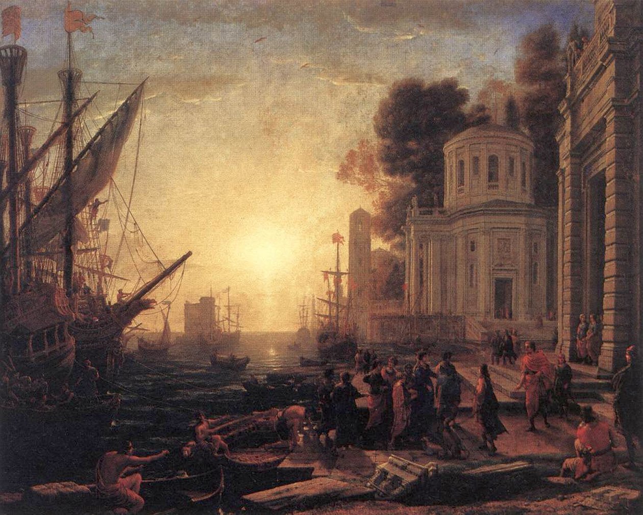 Kleopátra kiszállása Tarsusban alkotó: Claude Lorrain