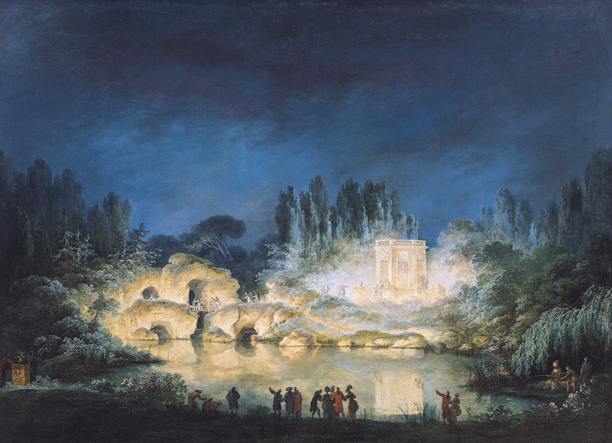 A Belvedere megvilágítása a Petit-Trianonban, 1781 alkotó: Claude Louis Chatelet
