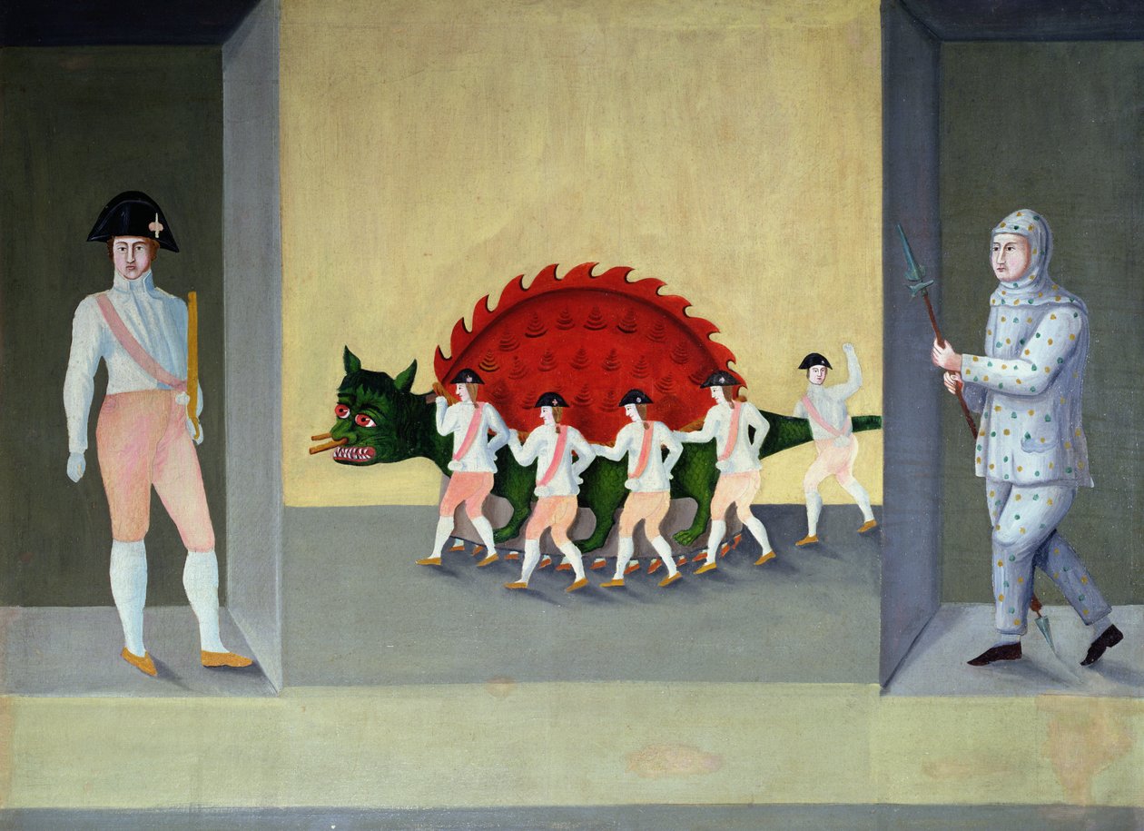 Tarasque, szörnyeteg a provence-i hagyományból, 19. század közepe alkotó: Claude Michel Celse