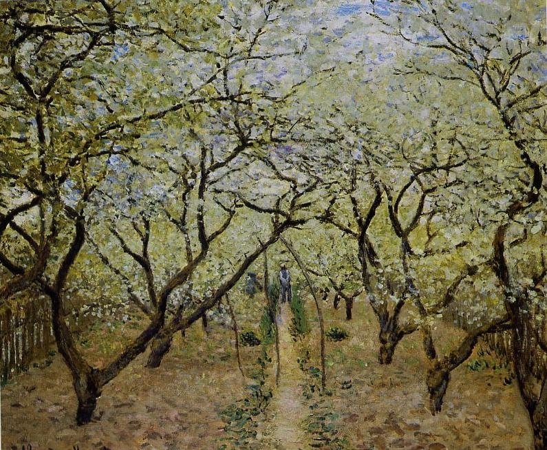 Kvetouci szomorú Jablonovy szomorú Francais: Verger en fleurs alkotó: Claude Monet