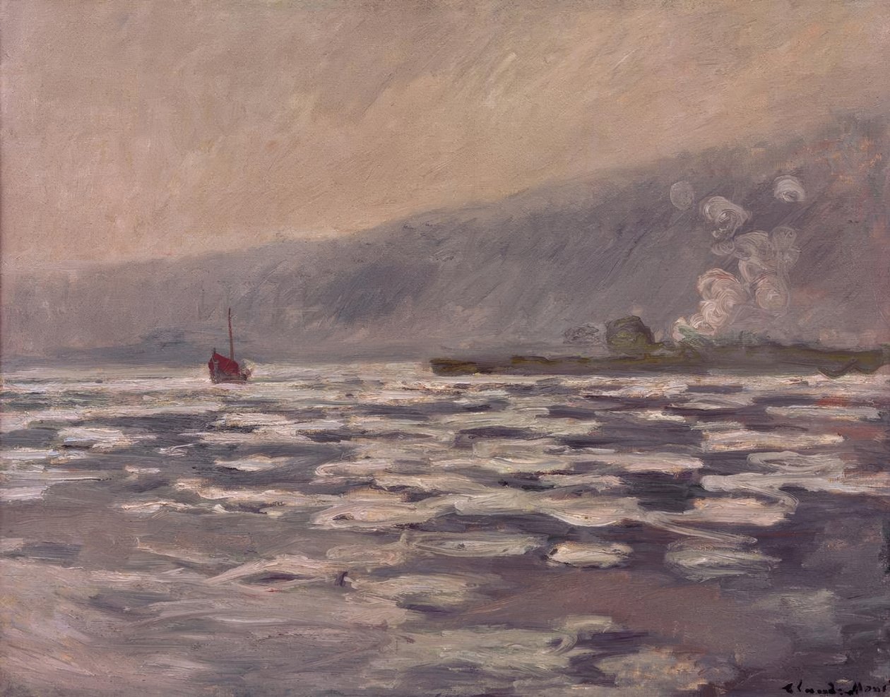 Jégtáblák a Port-Villez zsilipnél alkotó: Claude Monet