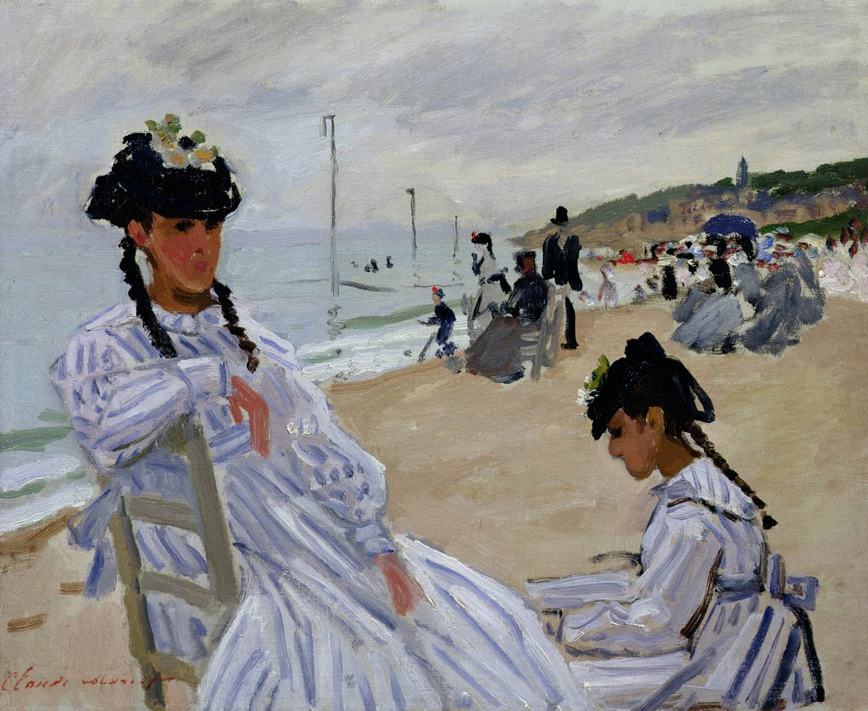 A trouville-i tengerparton, 1870-71 alkotó: Claude Monet