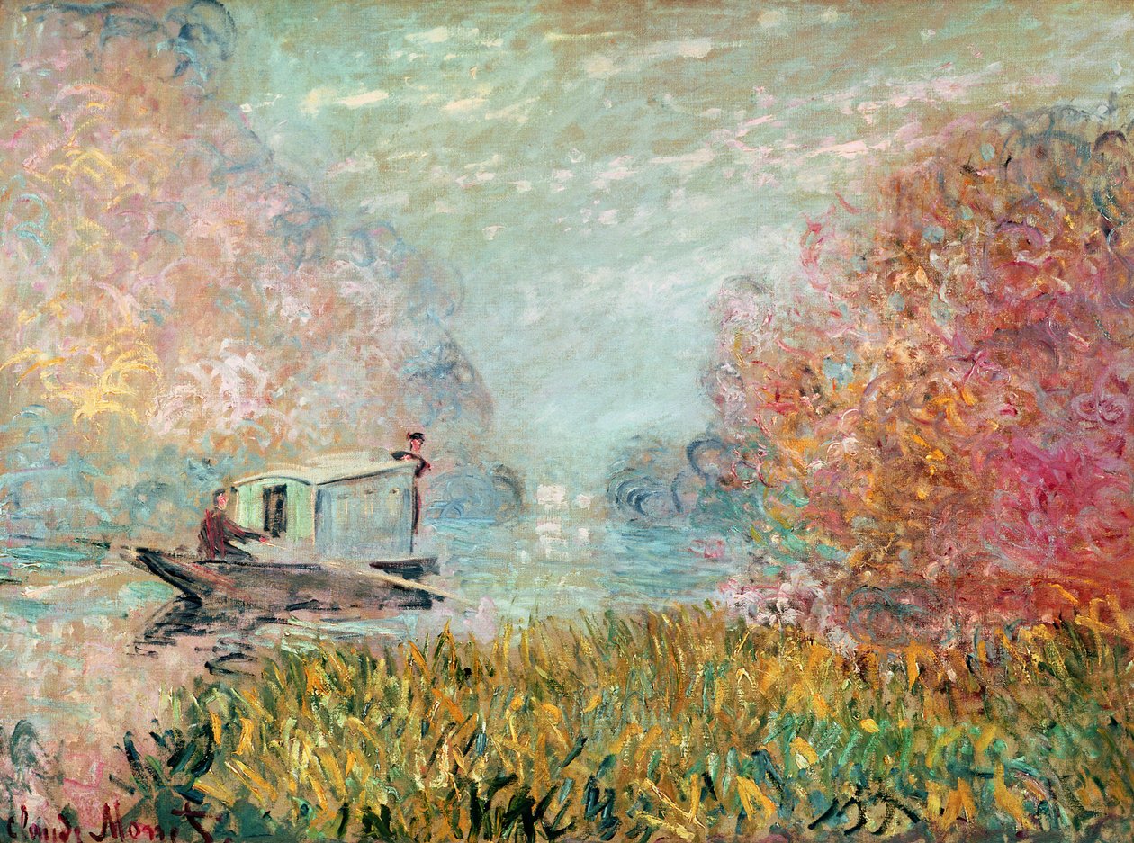 A Szajna hajóstúdiója, 1875 alkotó: Claude Monet