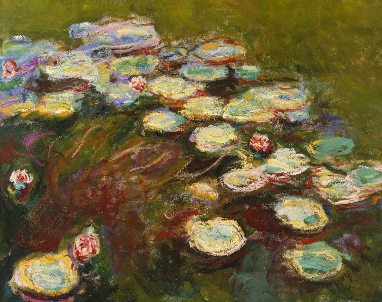 Tavirózsák, 1914-17 részlet 82359 olaj, vászonról alkotó: Claude Monet