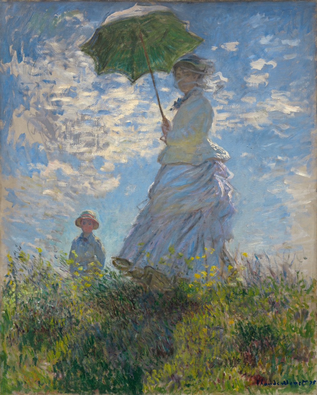 Nő napernyővel alkotó: Claude Monet