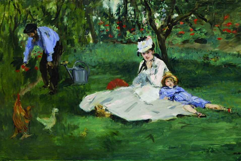 Édouard Manet -A Monet család kertjében Argenteuilben alkotó: Claude Monet