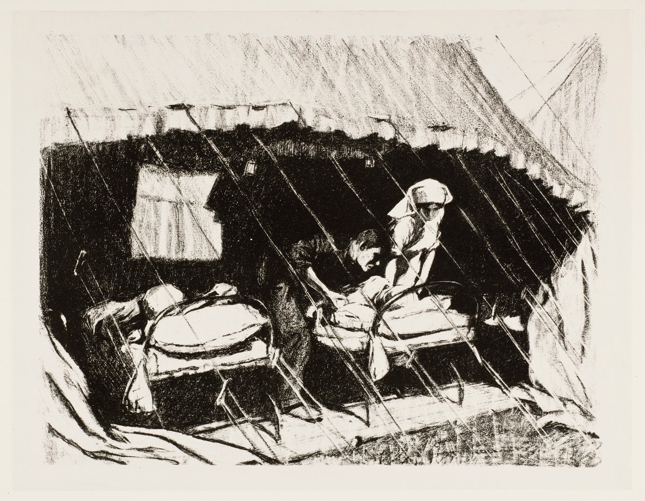 „Sérüléselhárító állomás Franciaországban”, 1917 alkotó: Claude Allin Shepperson