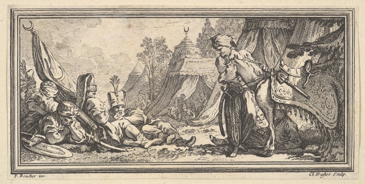 Török katonák pihennek, 1746-47. alkotó: Claude Augustin Duflos