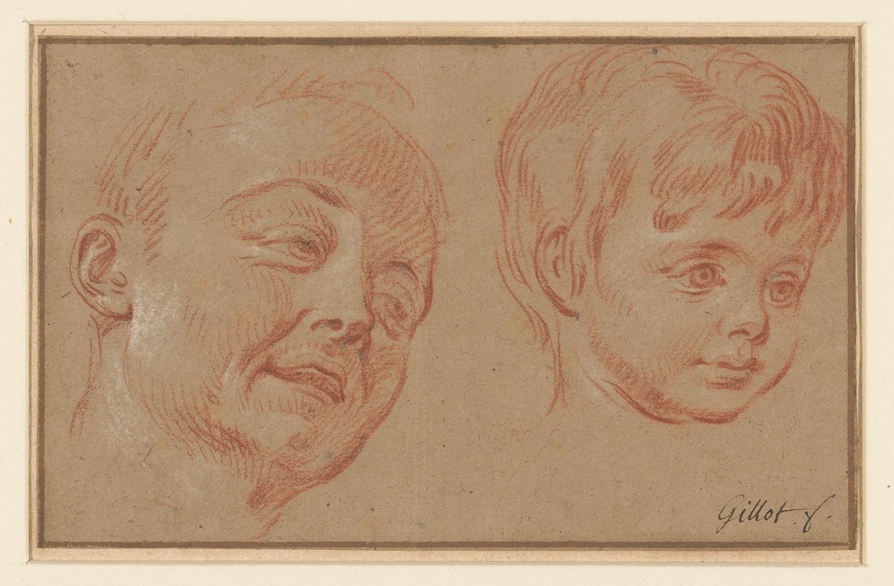 Két fej vázlata alkotó: Claude Gillot (possibly)