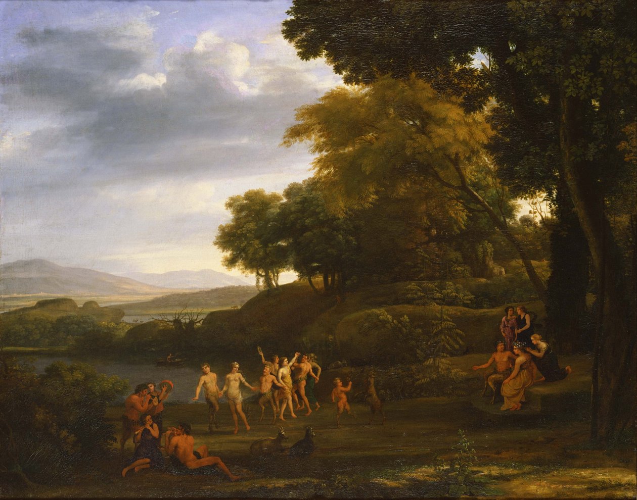 Tájkép táncoló szatírokkal és nimfákkal. alkotó: Claude Lorrain