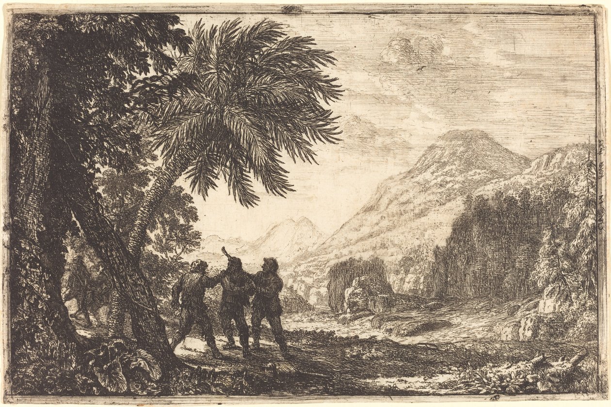 Tájkép brigandokkal (Scène de brigands) alkotó: Claude Lorrain