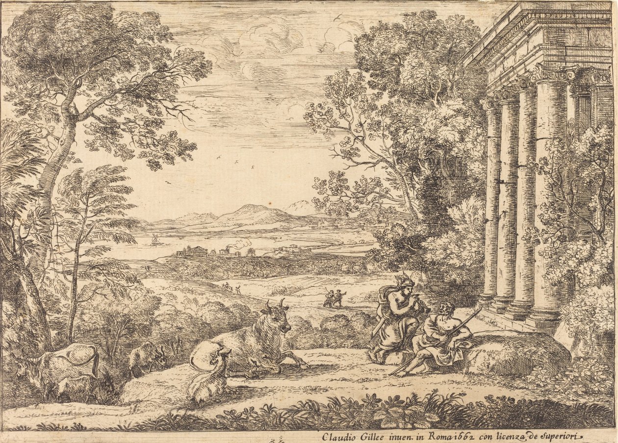 Merkúr és Argus (Mercury és Argus) alkotó: Claude Lorrain