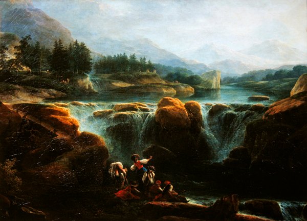 Svájci tájkép, 1790-94 körül alkotó: Claude Louis Chatelet