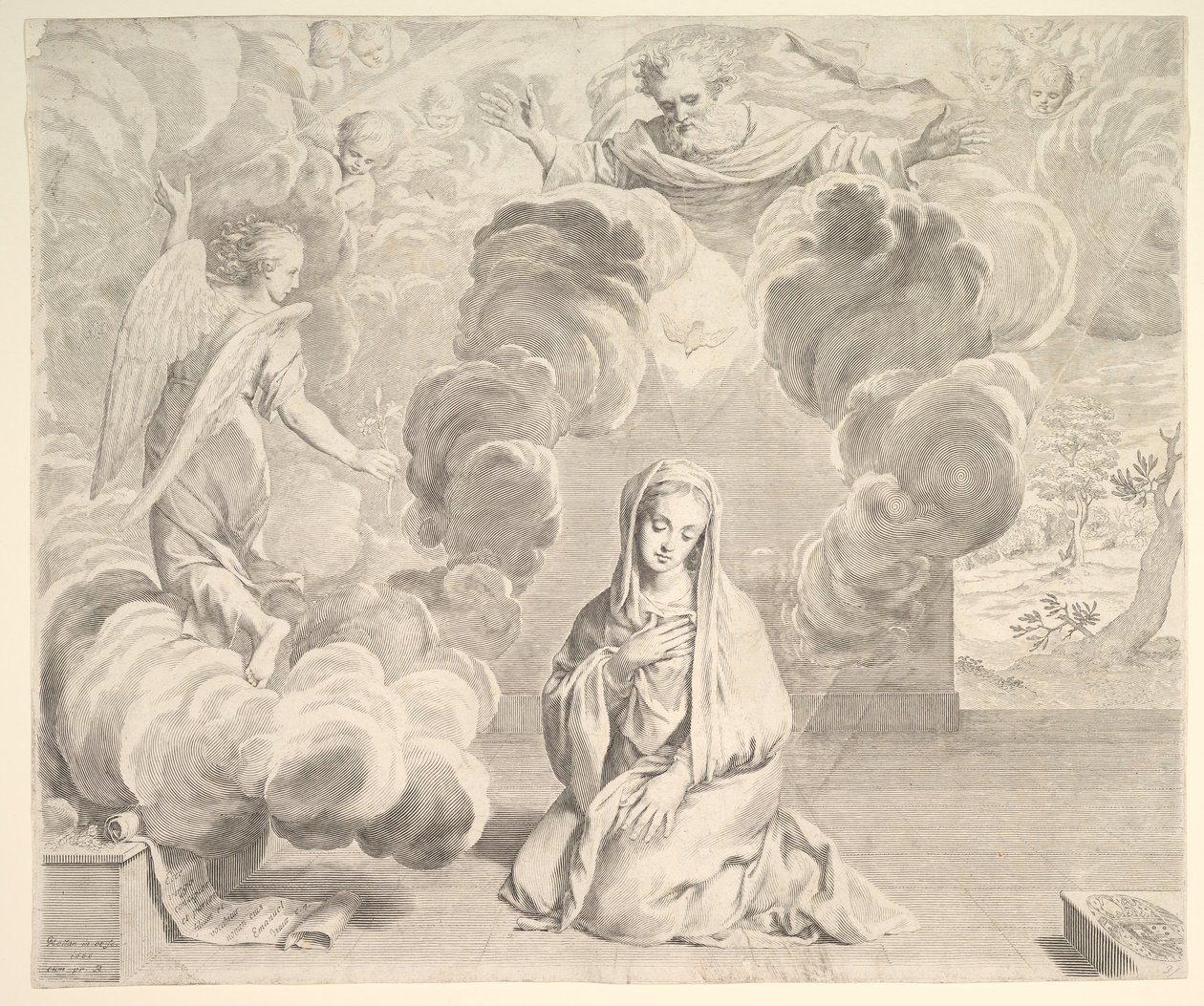 Angyali üdvözlet, 1666. alkotó: Claude Mellan