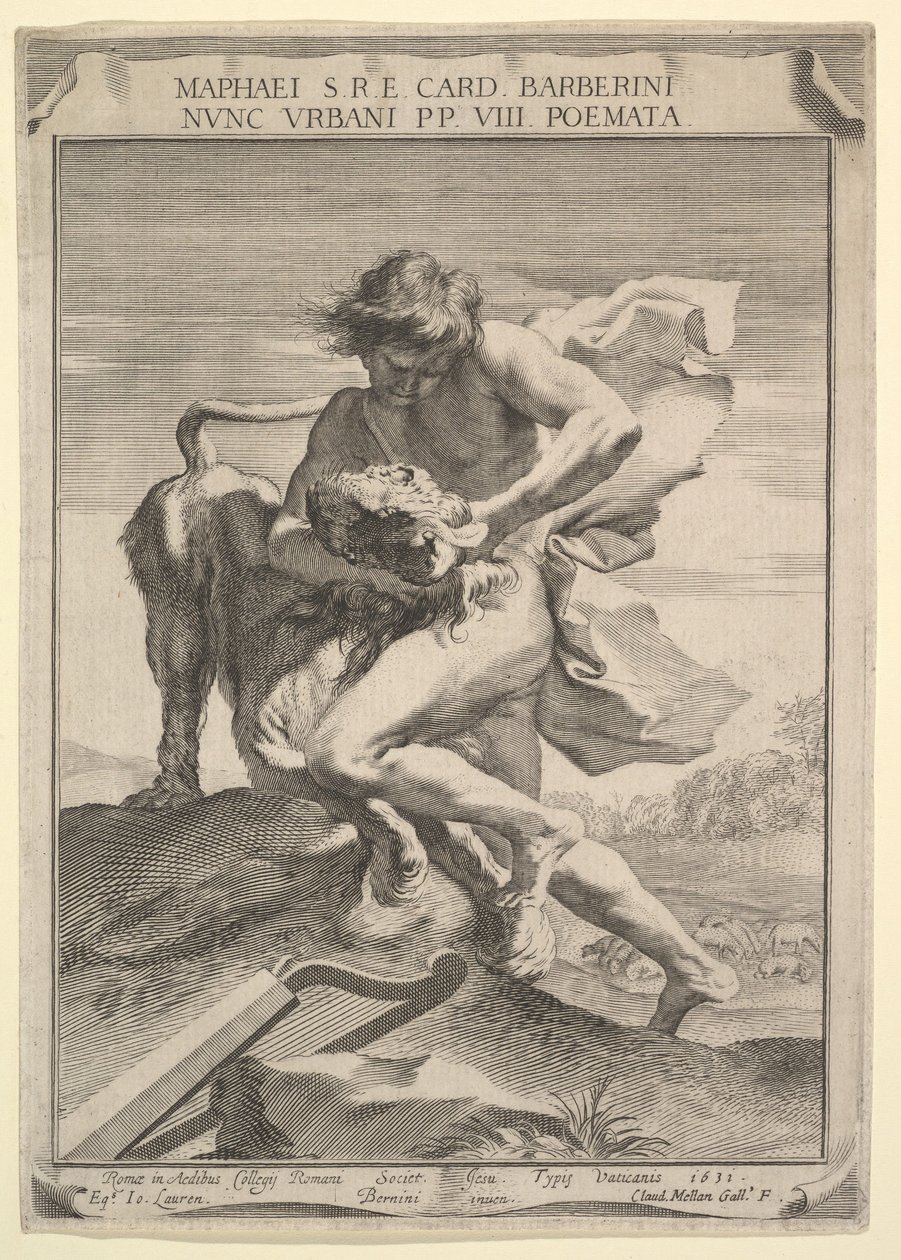 Dávid megfojtja az oroszlánt, 1631. alkotó: Claude Mellan