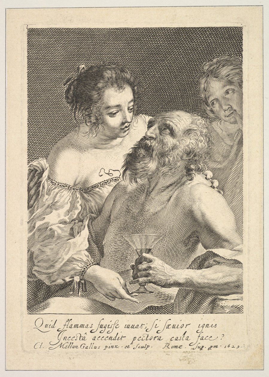 Lót és lányai, 1629. alkotó: Claude Mellan
