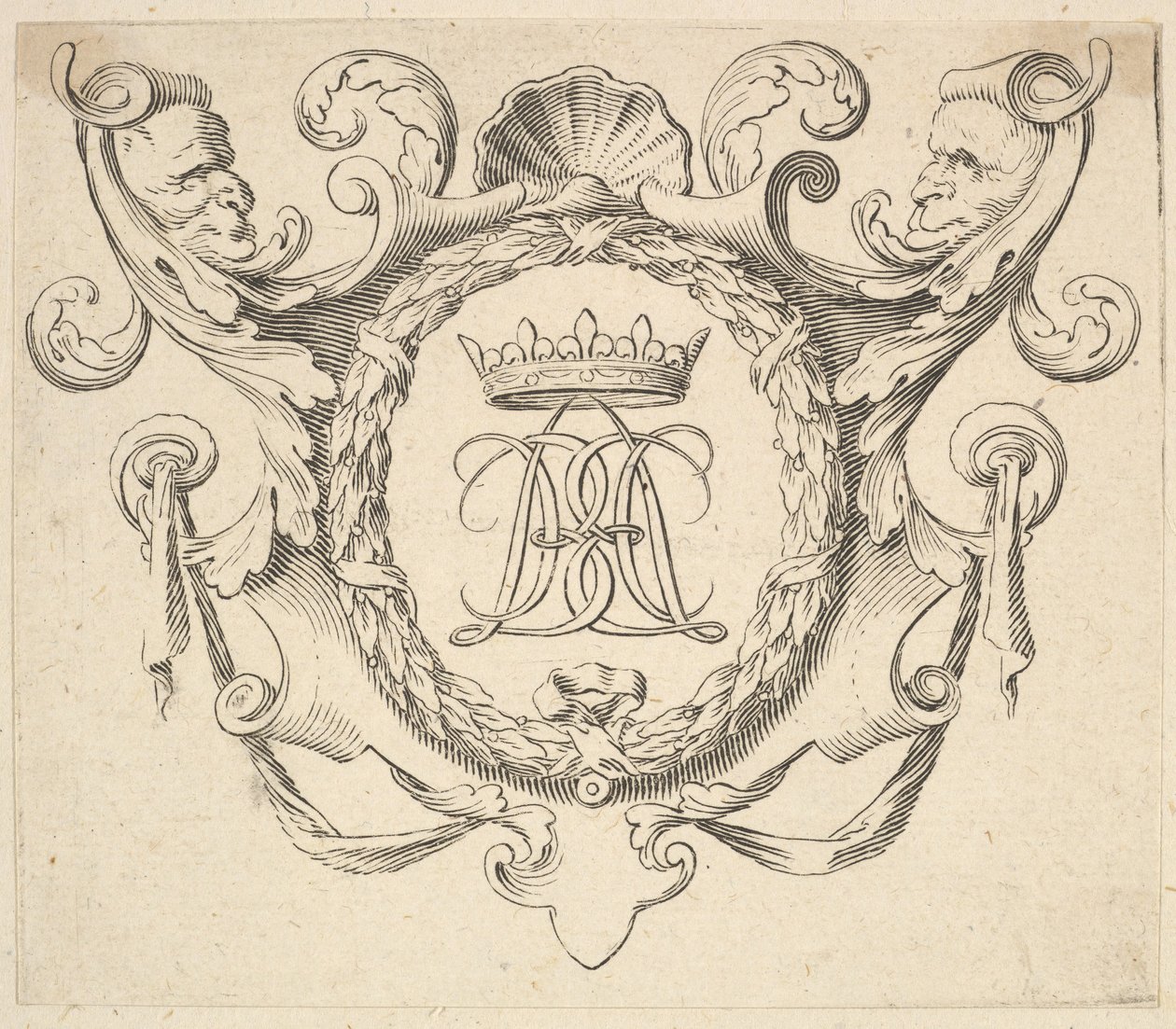 Monogram Koronázva. alkotó: Claude Mellan