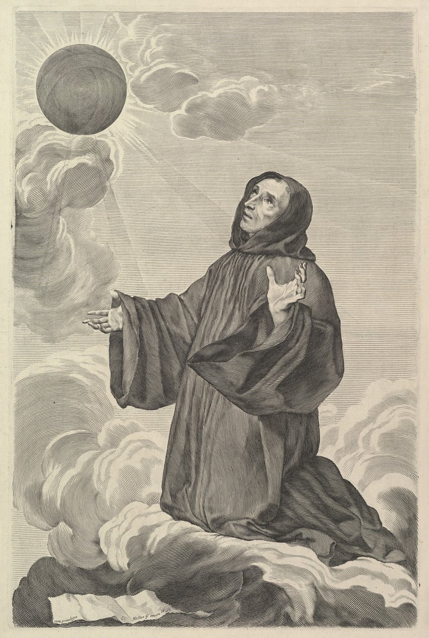 Szent Benedek extázisban. alkotó: Claude Mellan