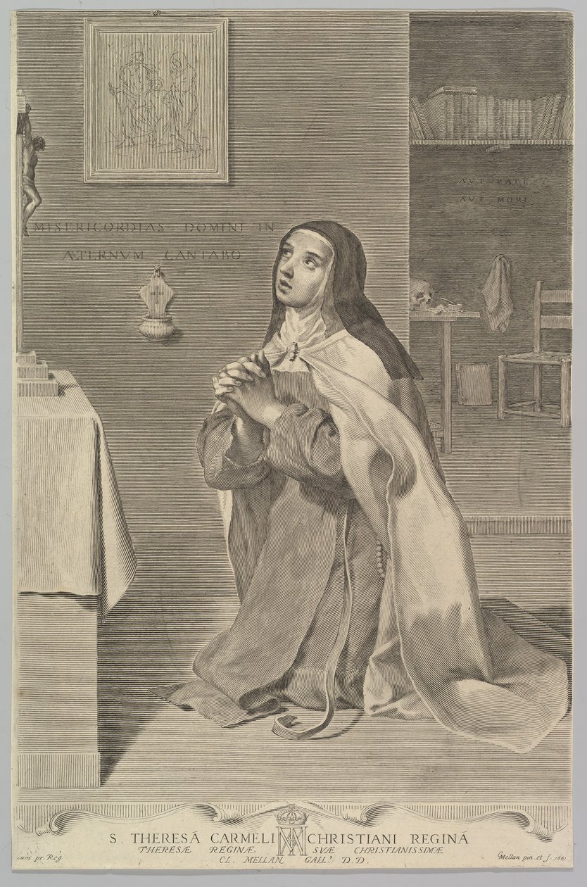 Imádságban térdelt Szent Teréz, 1661. alkotó: Claude Mellan