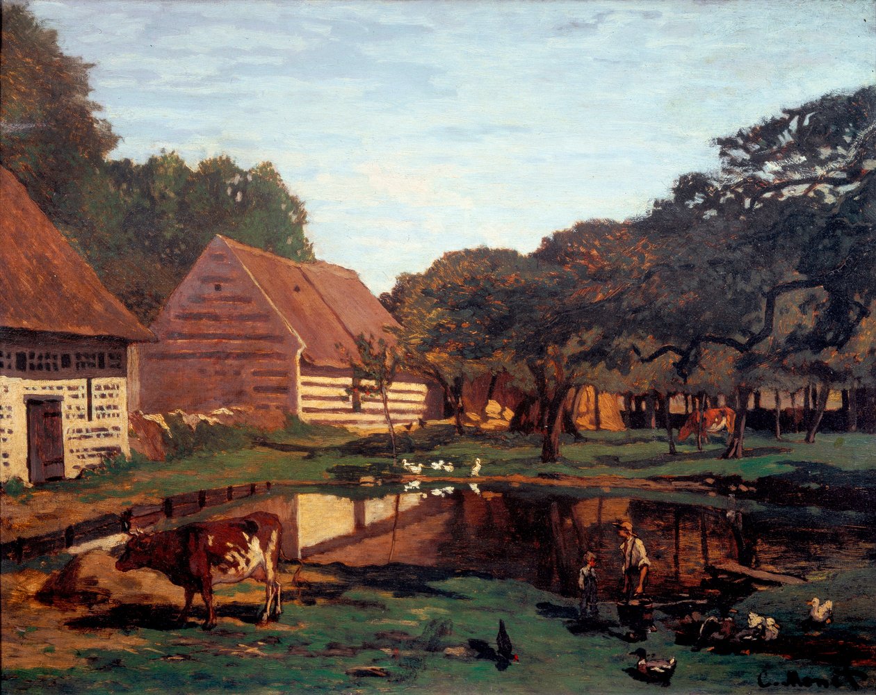 Farm udvar Normandiában (Festészet, 1863 körül) alkotó: Claude Monet