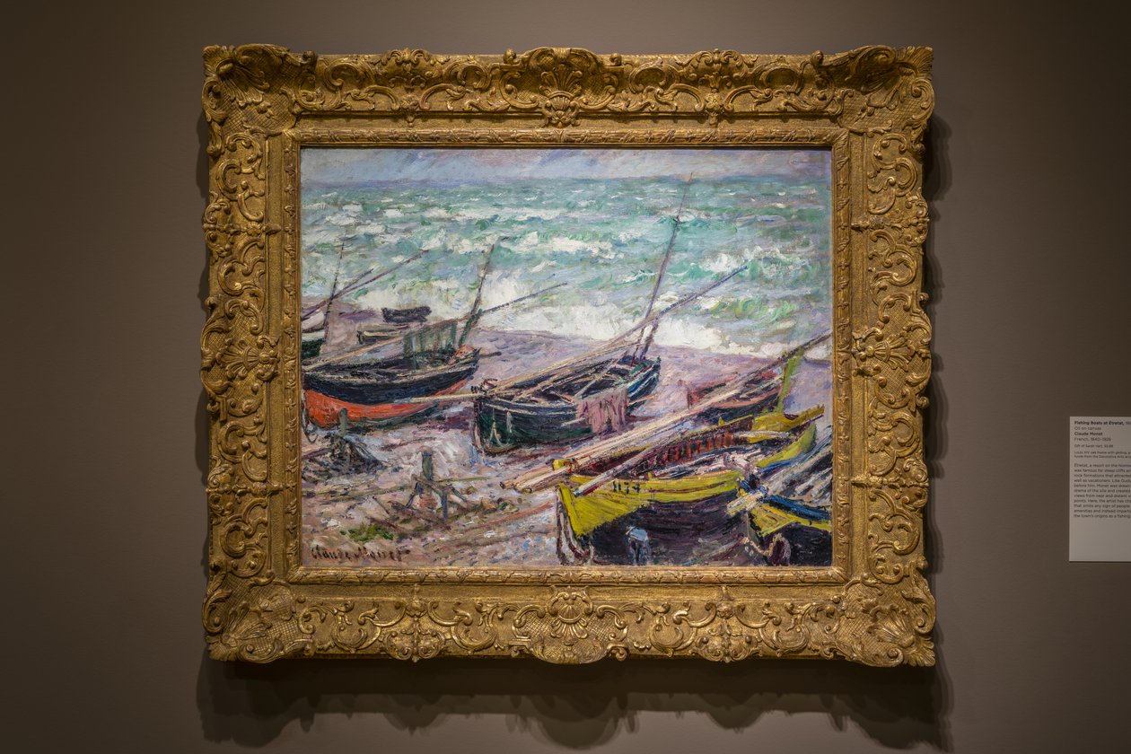 Horgászcsónakok Étretatban alkotó: Claude Monet