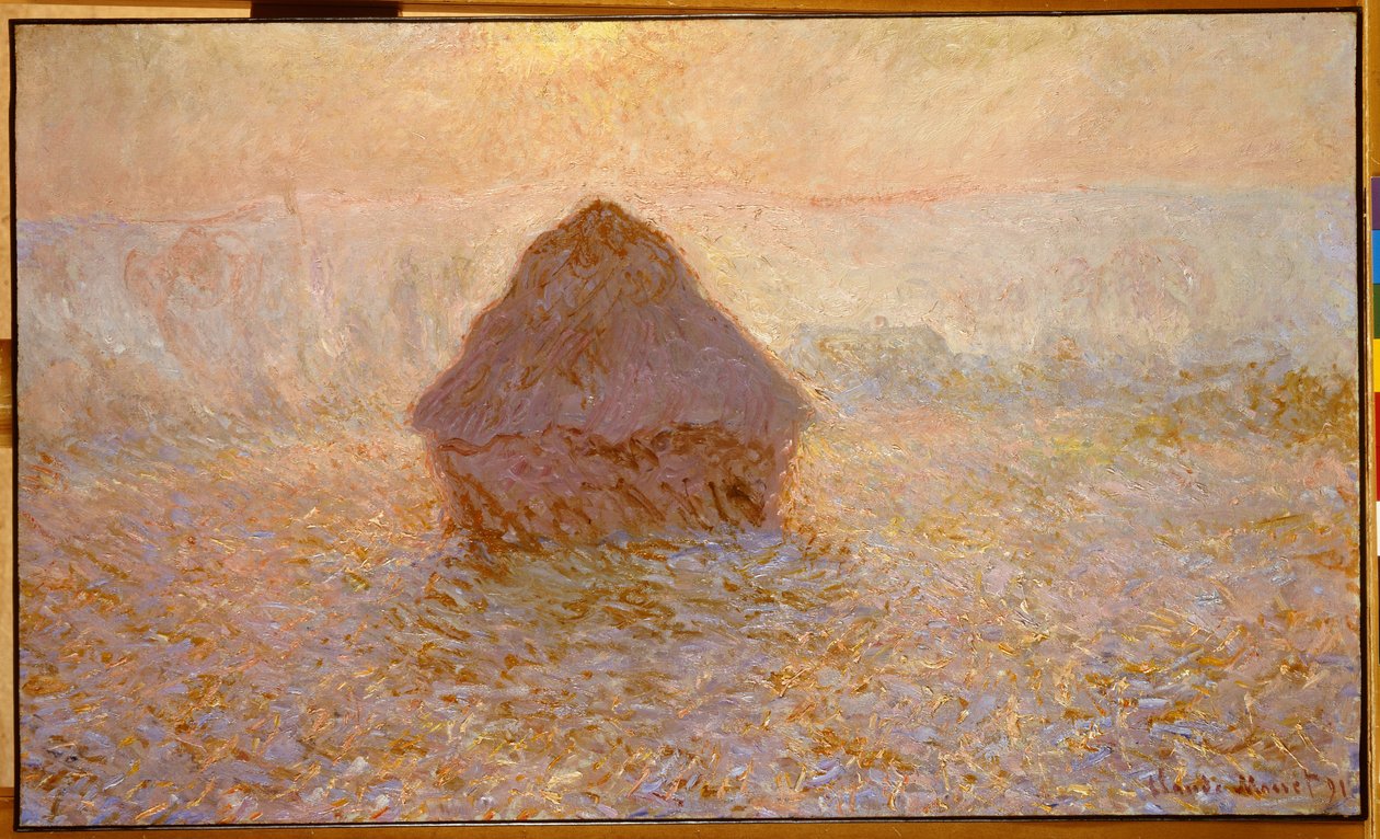 Szénakazalok, Nap a ködben alkotó: Claude Monet