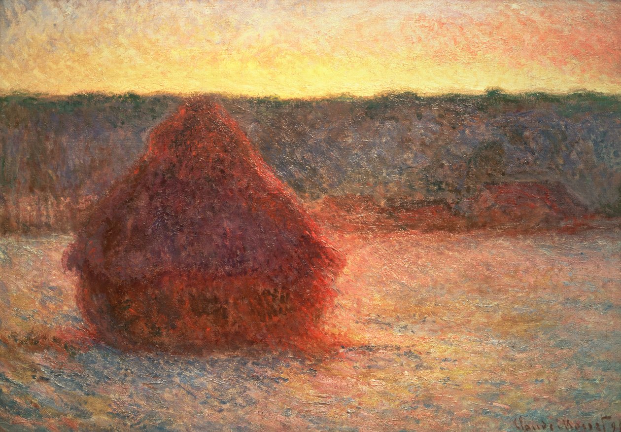 Szénakazalok naplementekor, fagyos időjárás, 1891 alkotó: Claude Monet