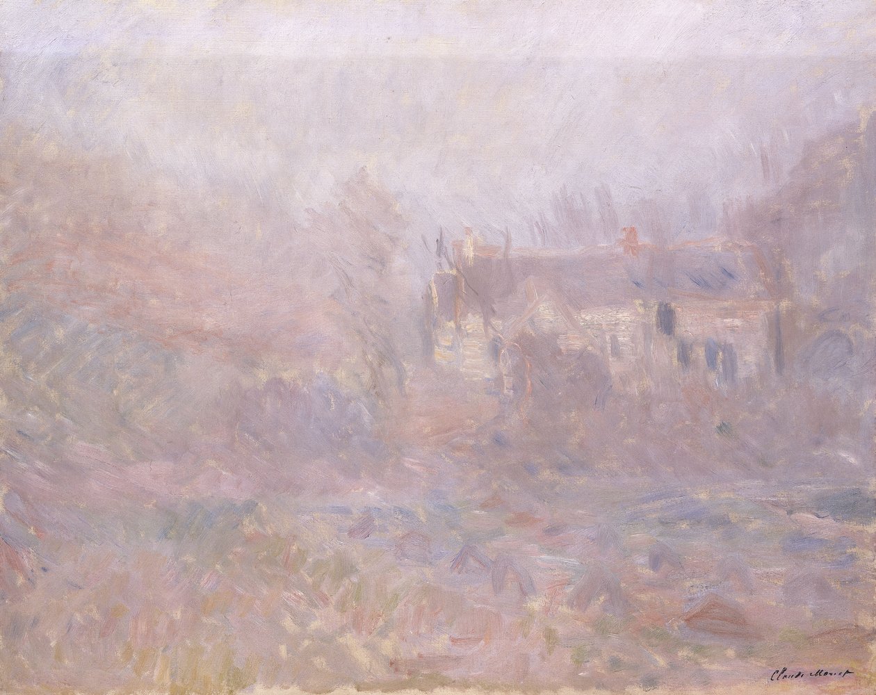 Házak Falaise-ben a ködben, 1885 alkotó: Claude Monet