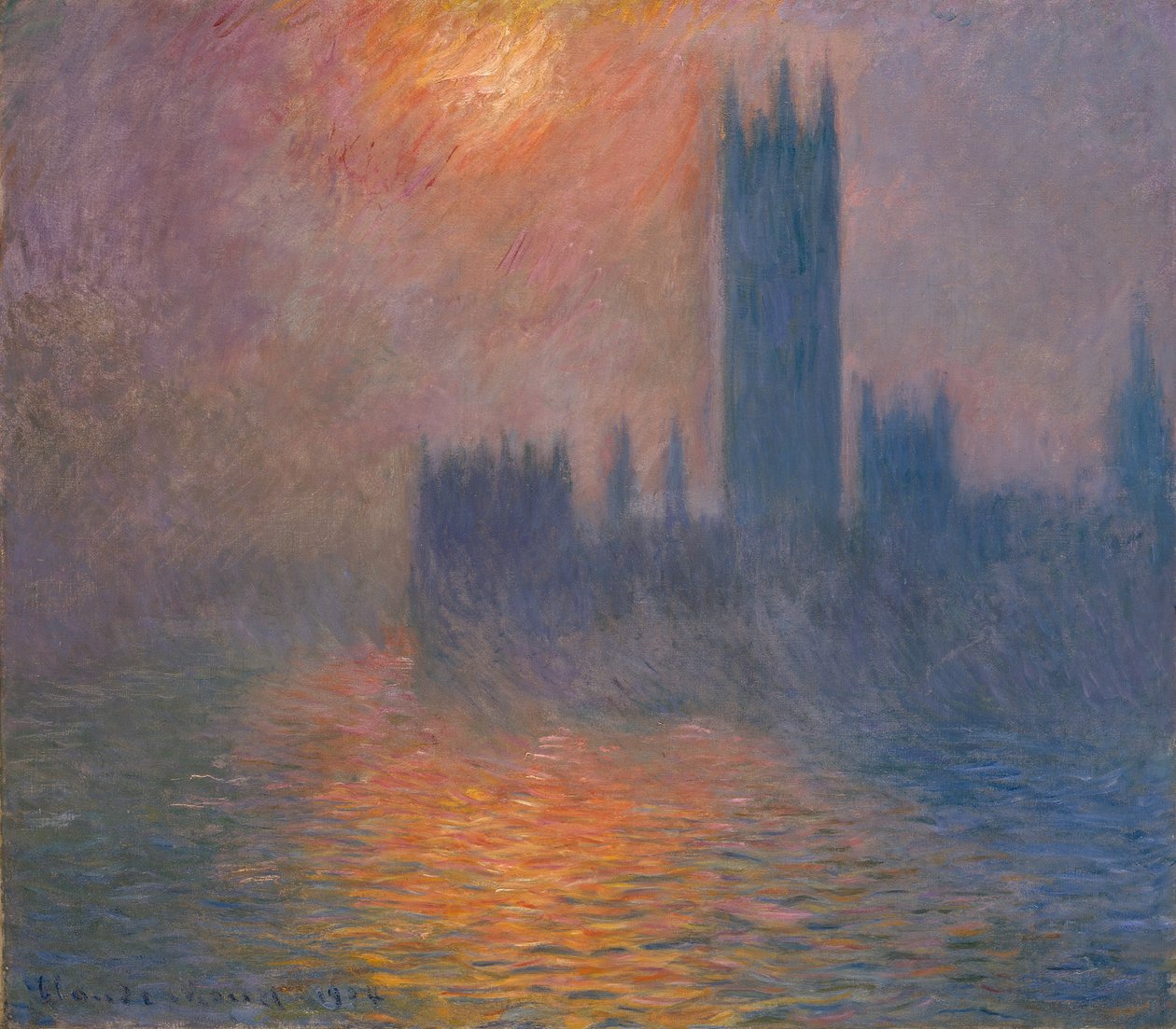 Parlament. Naplemente, 1900-1901. alkotó: Claude Monet