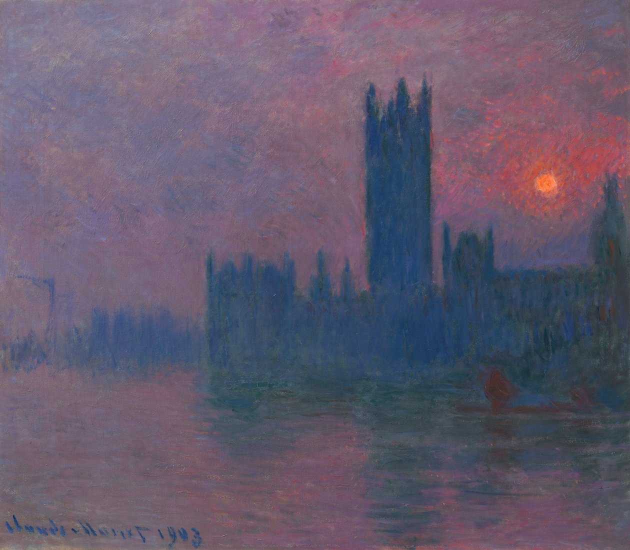 Parlament, lenyugvó nap, 1900-2003 körül (olaj, vászon) alkotó: Claude Monet