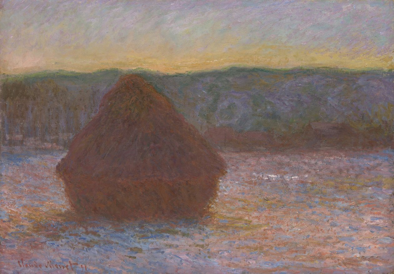 Búzahalom (olvadás, naplemente) alkotó: Claude Monet