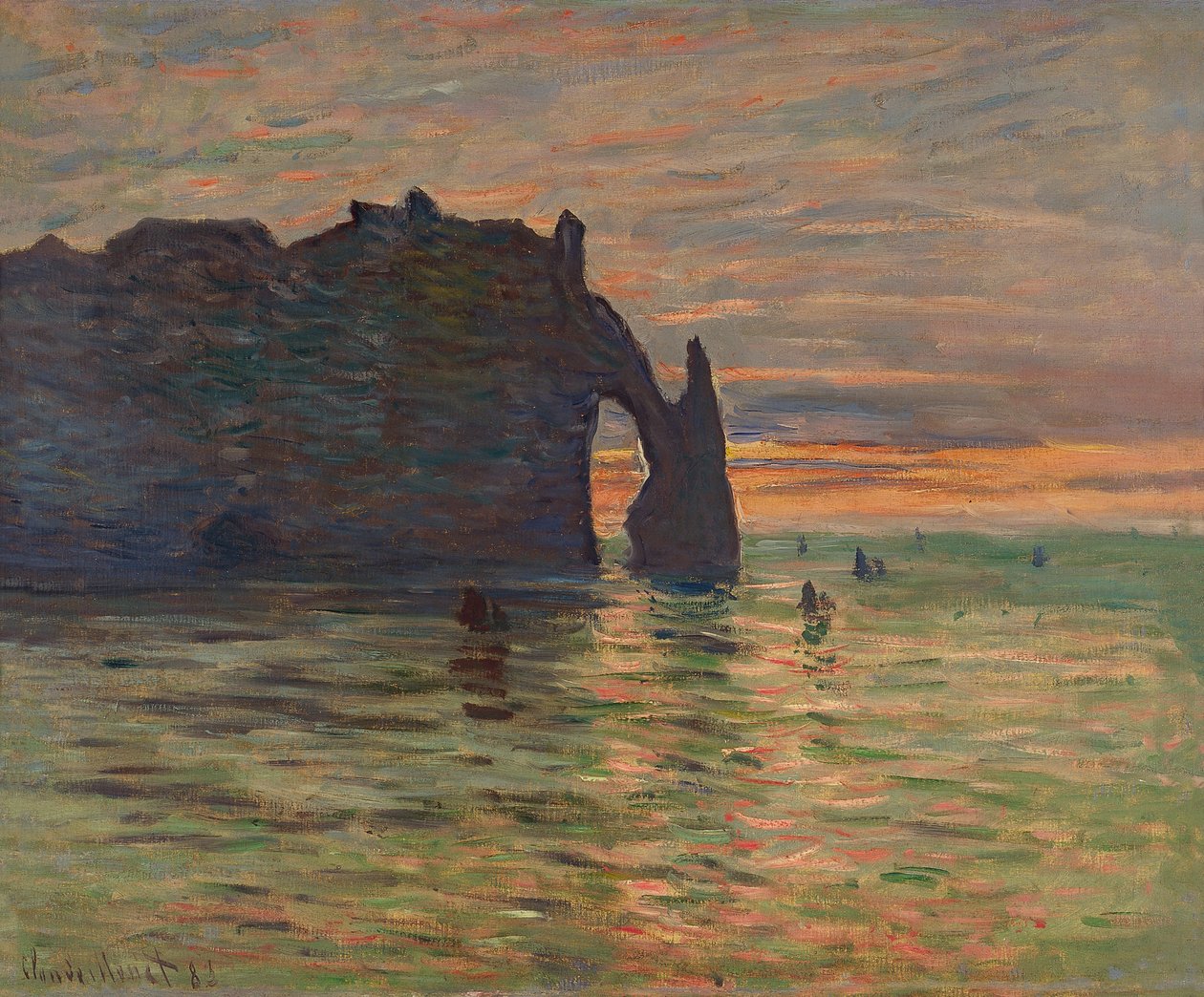 Naplemente Étretatban, 1883. alkotó: Claude Monet