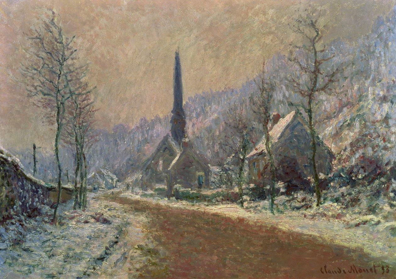 A Jeufosse-templom télen alkotó: Claude Monet