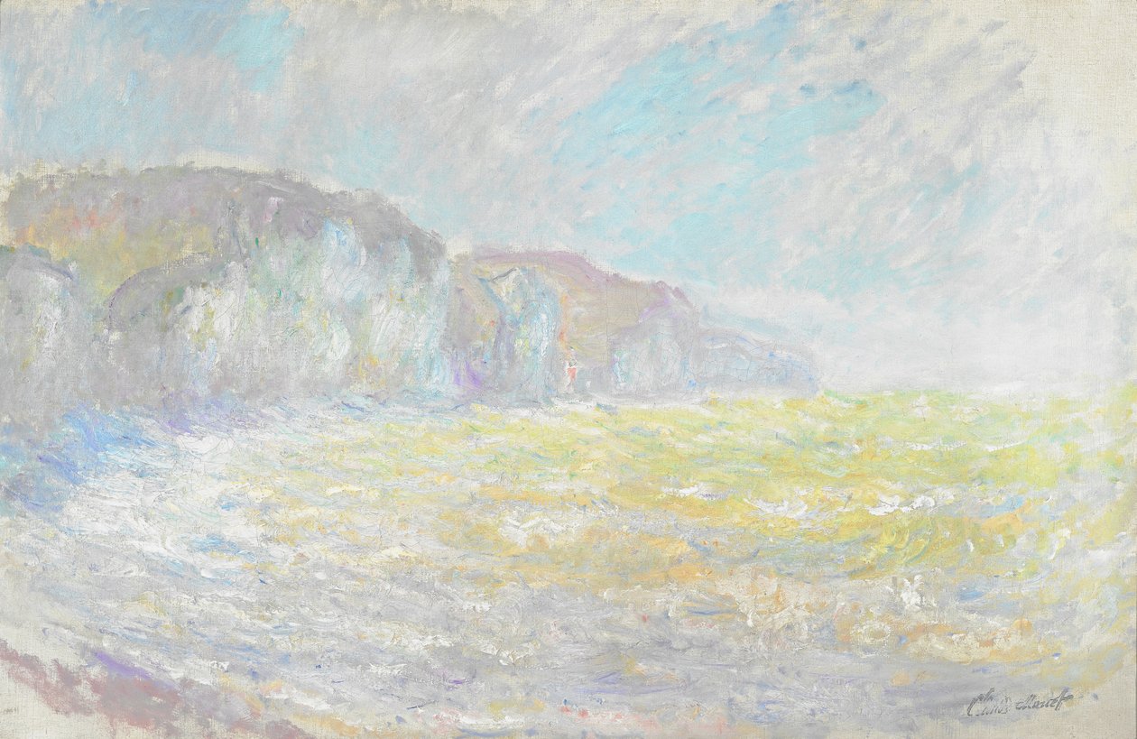 A Pourville-i sziklák, durva tenger alkotó: Claude Monet