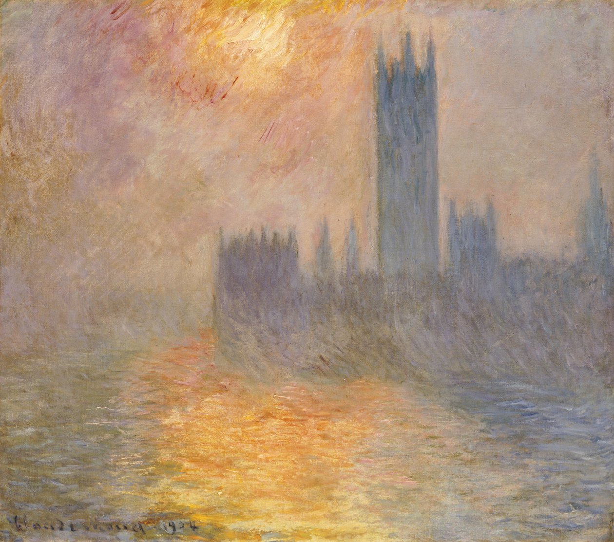 A Parlament házai, naplemente, 1904 alkotó: Claude Monet