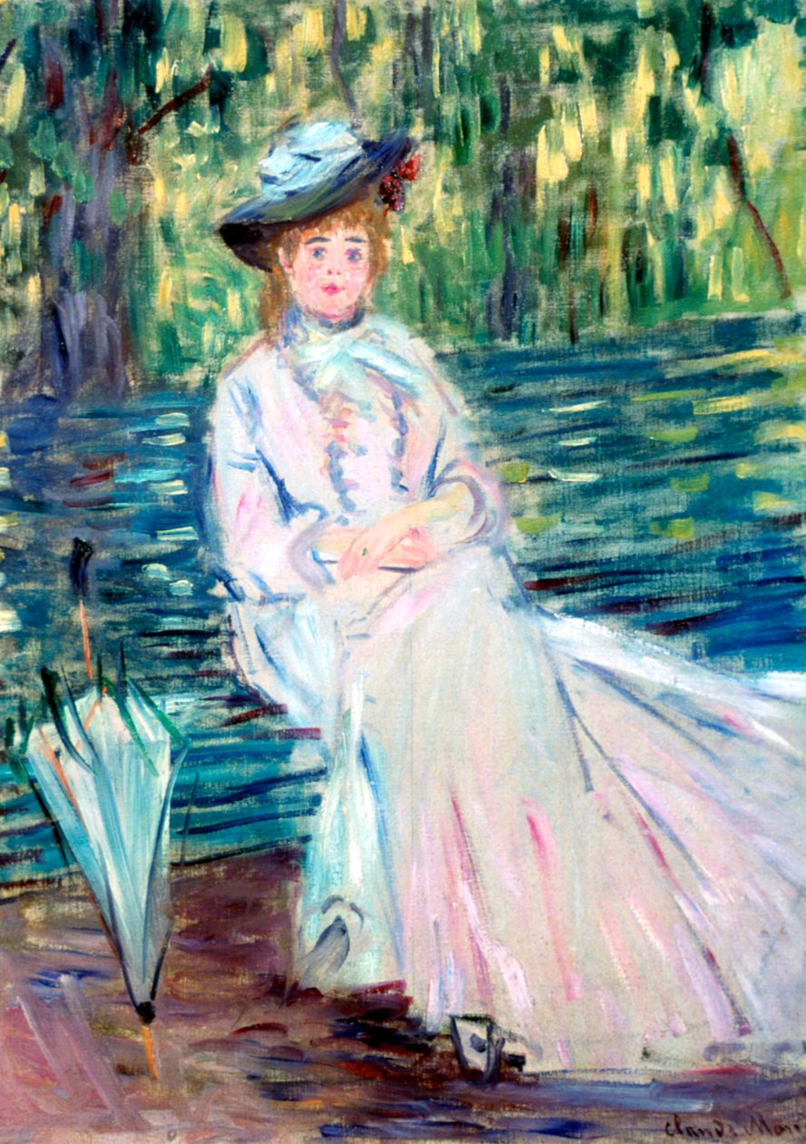 Nő ül egy padon, c1874 alkotó: Claude Monet