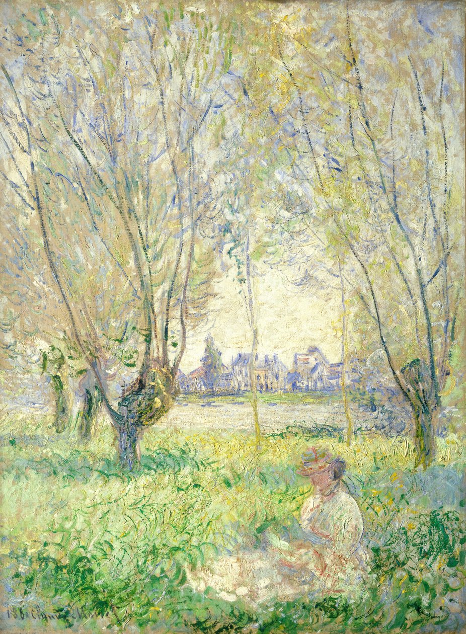 Nő ül a fűzfák alatt alkotó: Claude Monet